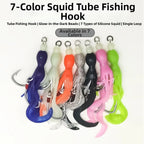 6/0 Silicone Squid Hook for Saltwater Fishing Lure with Glow Beads