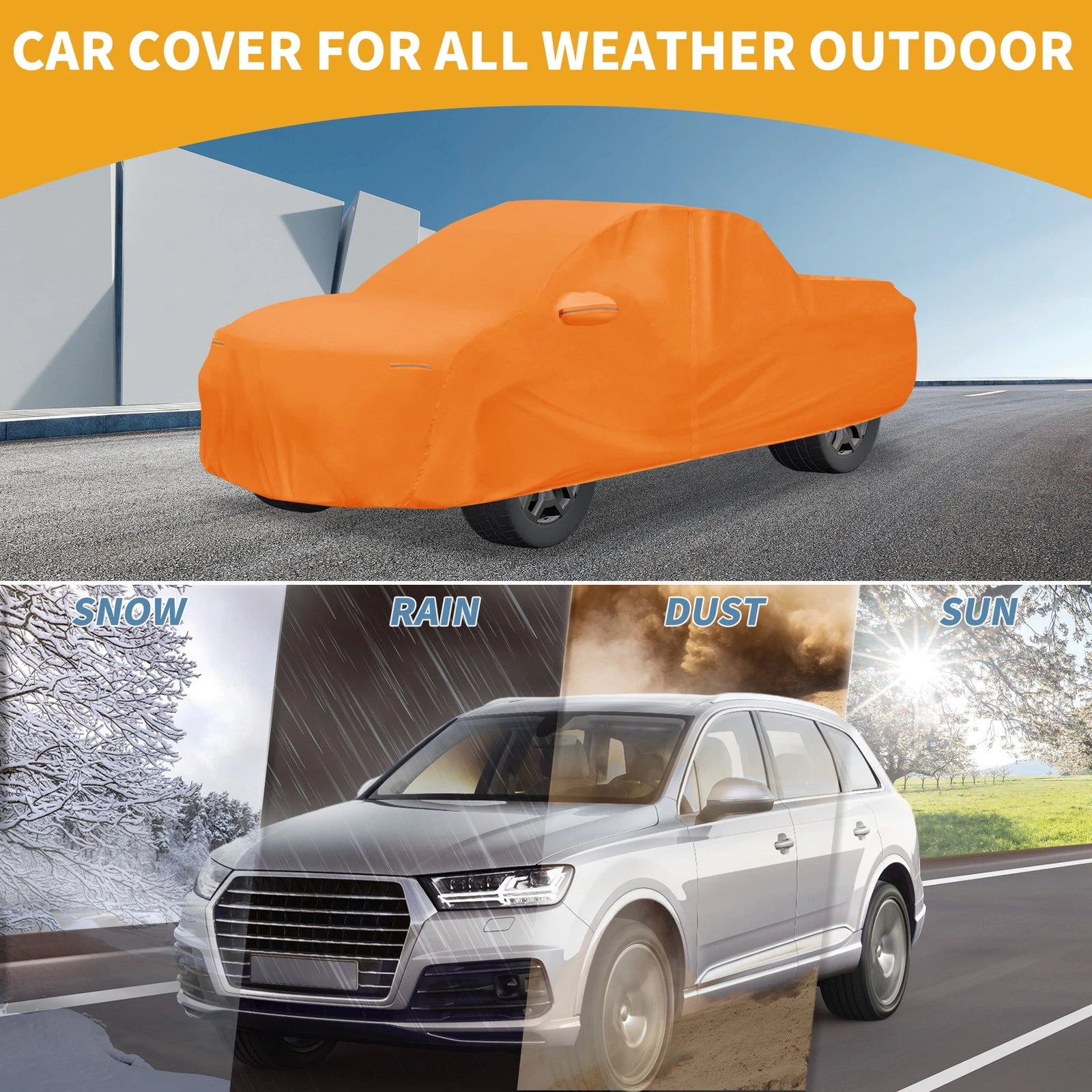 Waterproof Car Cover for Ford F-150 (All Weather, Orange)