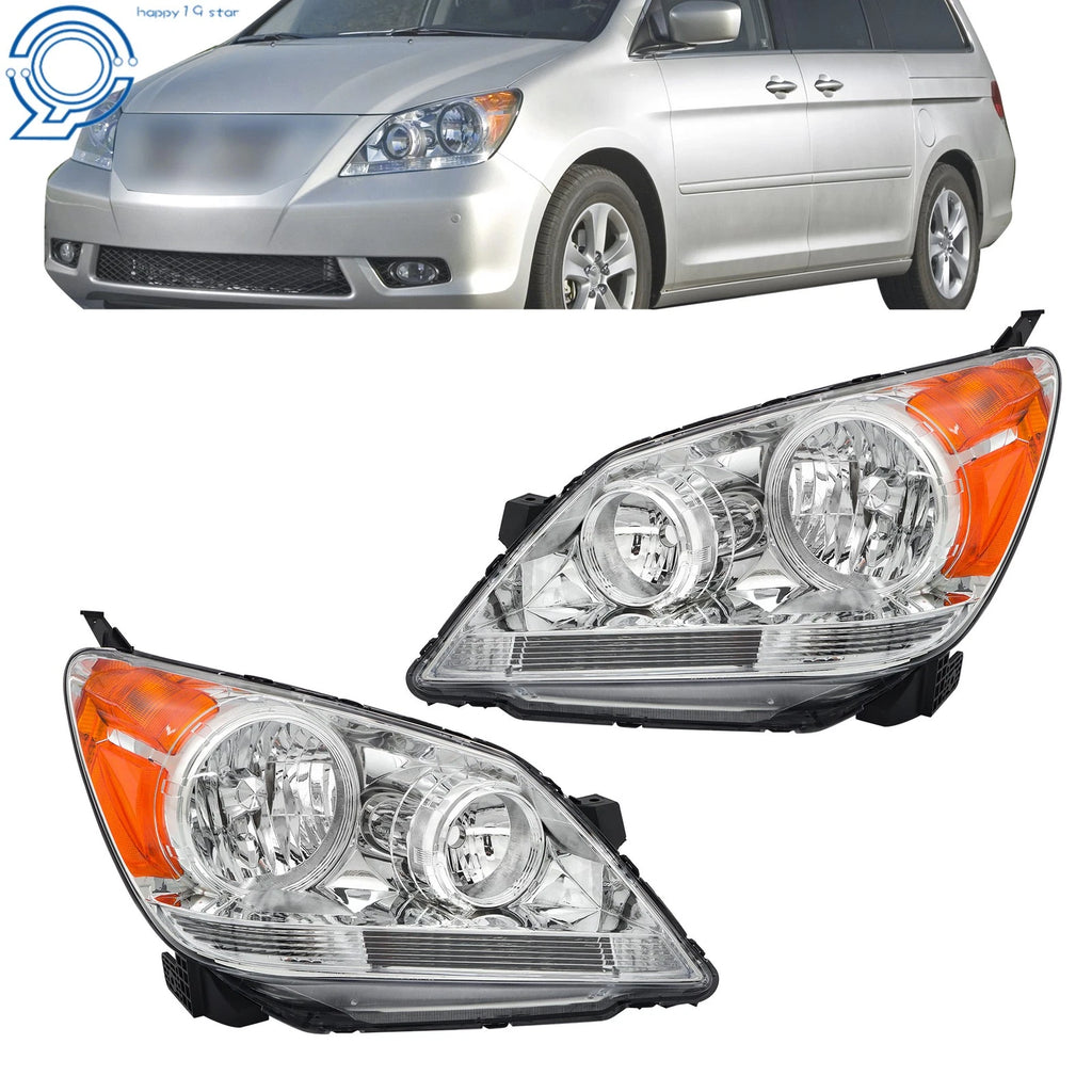 Set of 2 Chrome Halogen Front Headlights for Honda Odyssey (2005-2010)