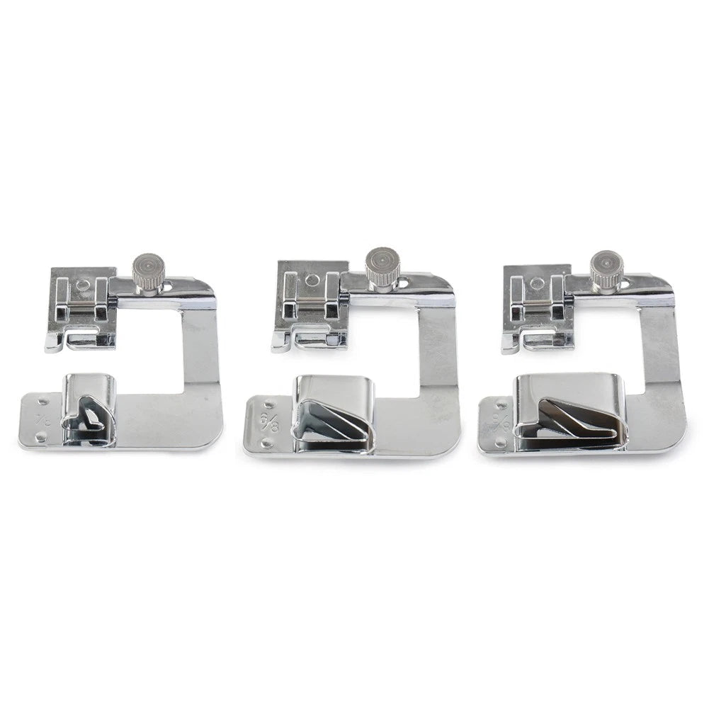 Set of 3 Rolled Hem Feet for Brother Singer Sewing Machines