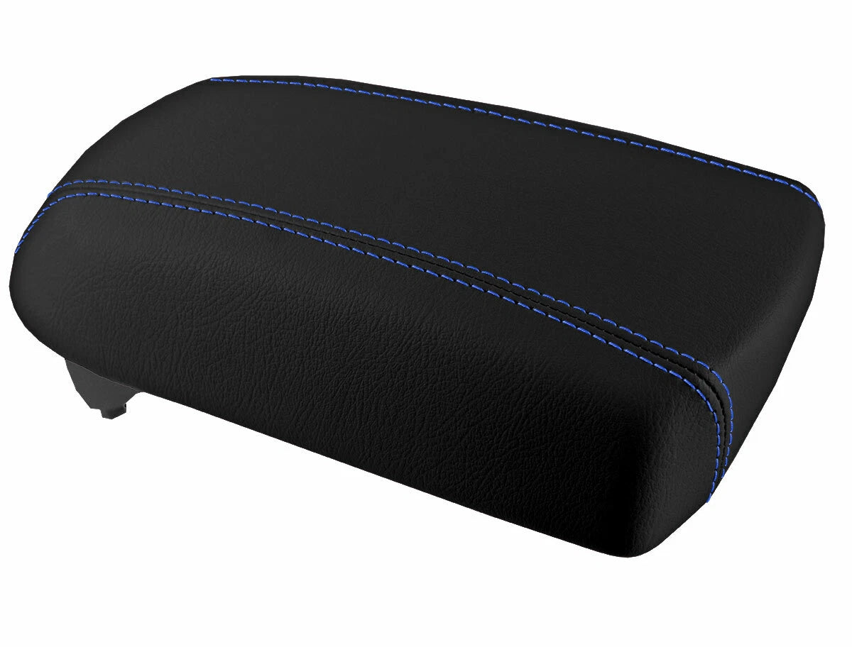 Leather Console Lid Armrest Cover for Kia Sportage (2011–2016) Blue Stitch