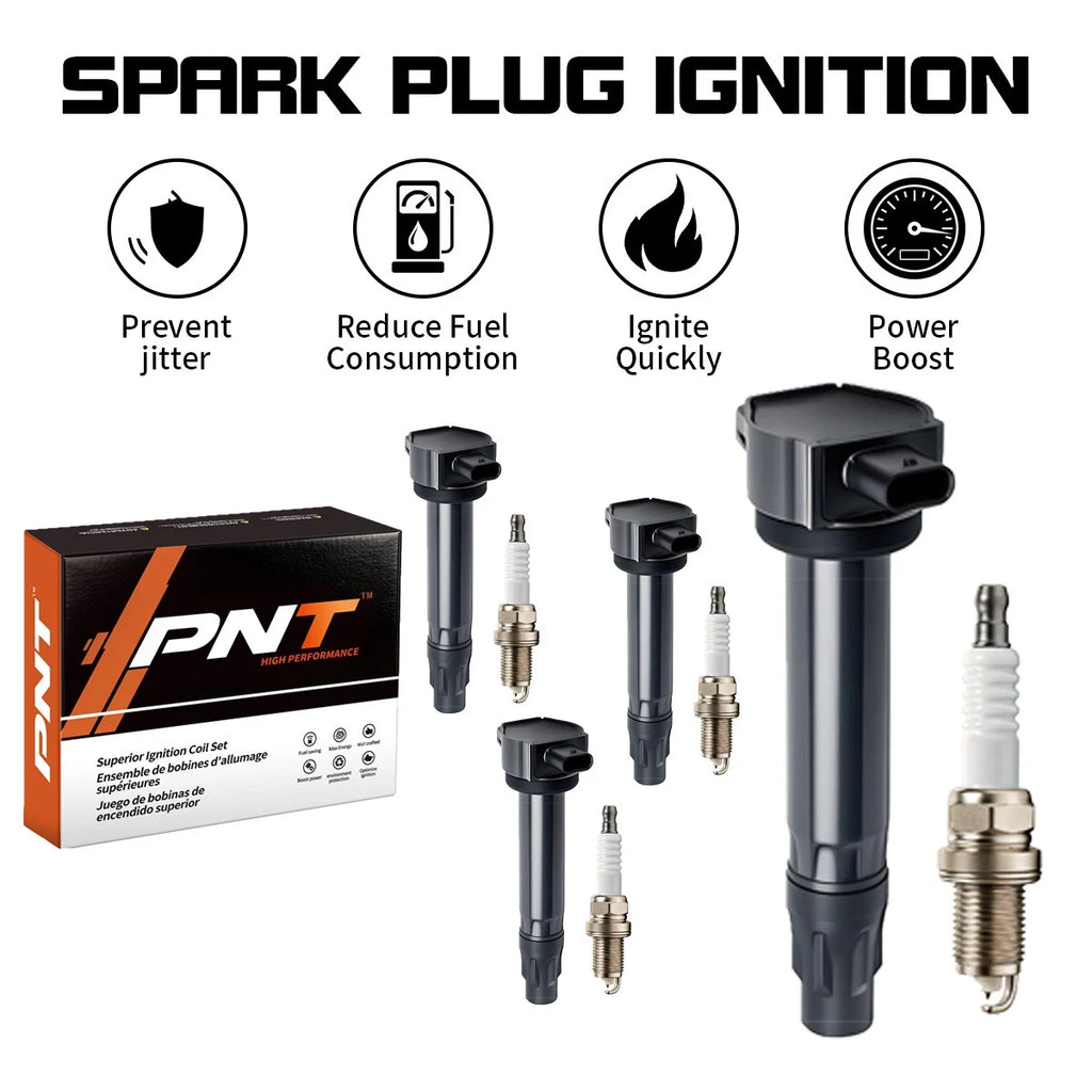 Set of 4 Ignition Coils & Spark Plugs for Dodge Caliber (2007–2012) Journey (2009–2020) Avenger (2008–2014)
