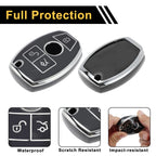 Car Key Case for Mercedes-Benz A/B/C/E/G/K/M/R/S/V/W/X Class/AMG/CL (3 Buttons)