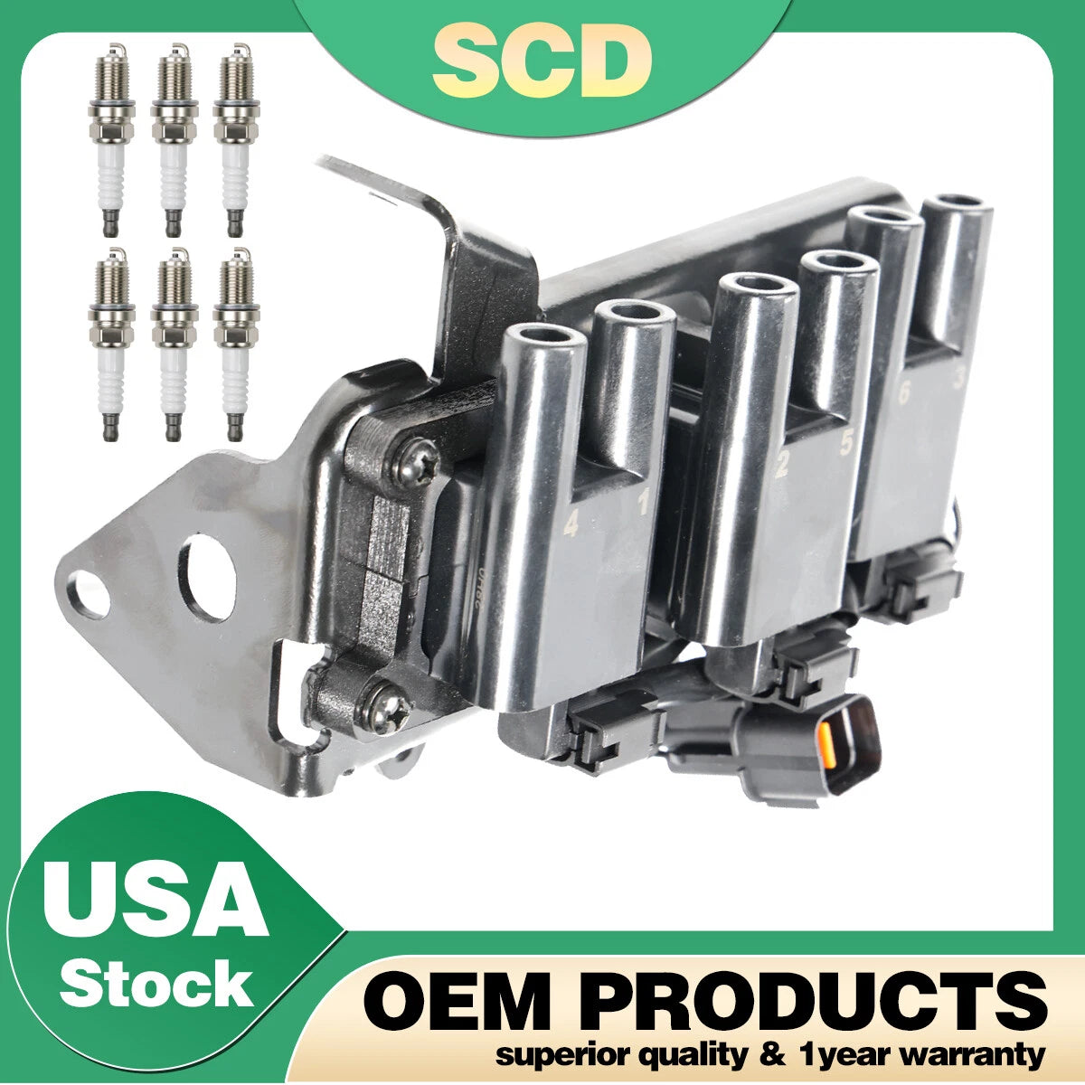 1X Ignition Coil & 6X Spark Plug for Hyundai Tiburon Santa Fe V6 (2001–2006)