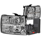 LED DRL Bar Chrome Clear Headlights for Chevy Silverado (2007–2014)