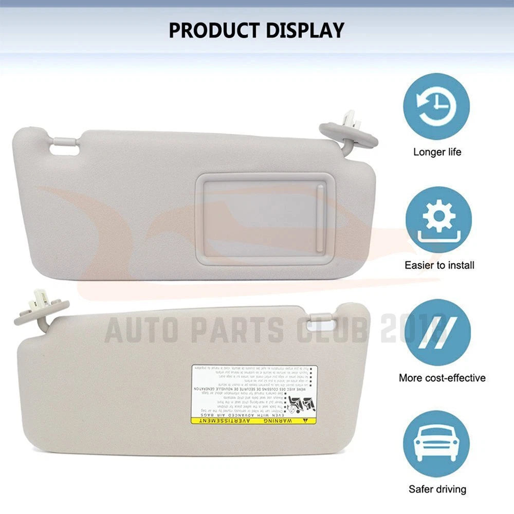 Passenger Right Sun Visor for Toyota Venza (2009–2016) Light Gray
