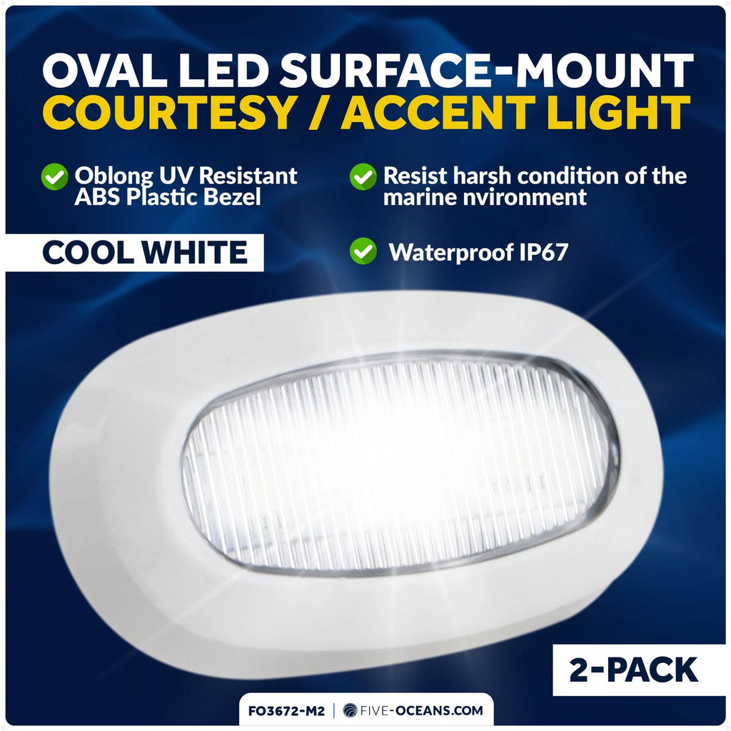 2X Oblong LED Courtesy Lights for Boat Interior
