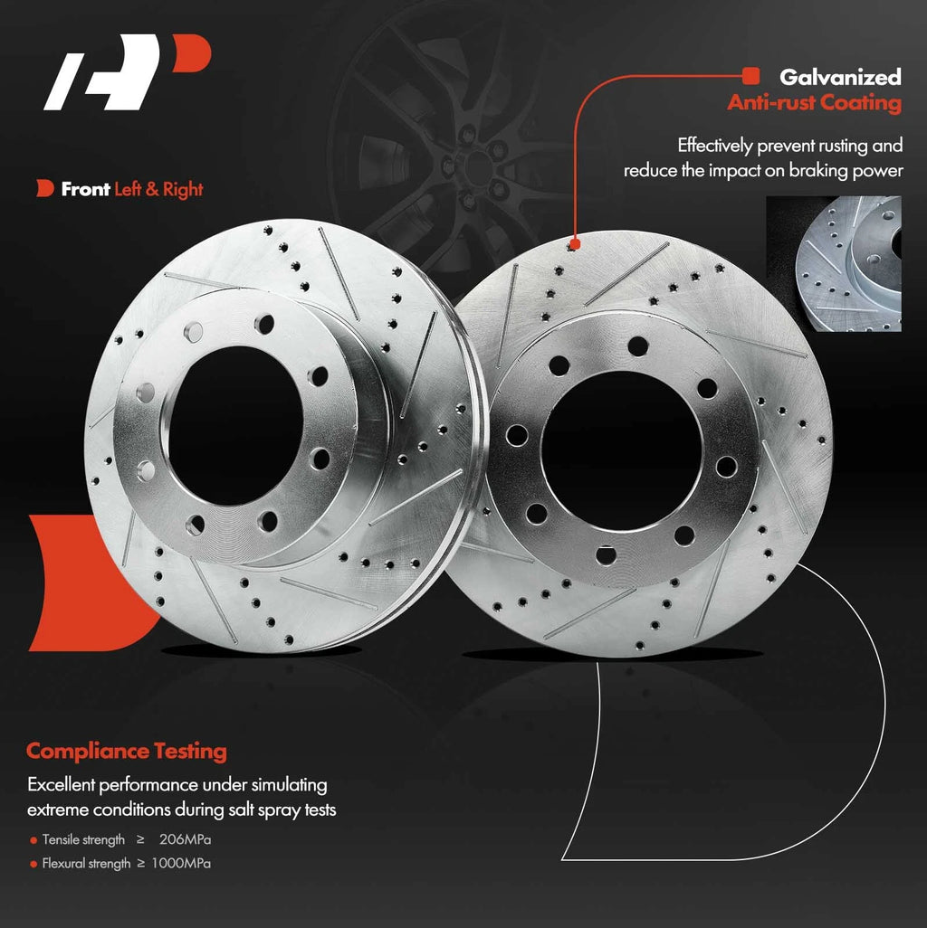 Front Side Drilled Brake Rotors for Ford F-250/F-350/F-450 Super Duty (2000–2023)