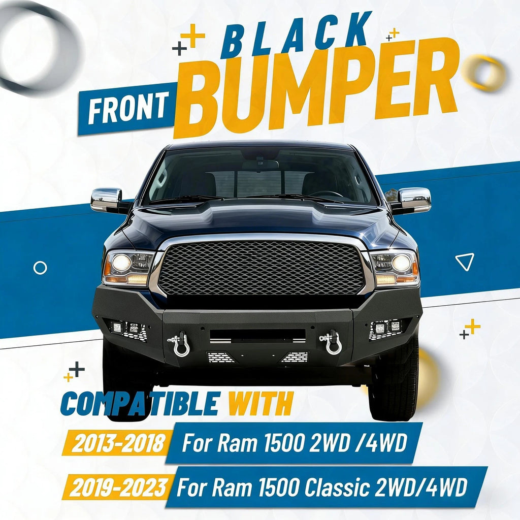 Heavy Duty Front Bumper with D-Ring Fog Light for Ram 1500 Classic (2013–2023)