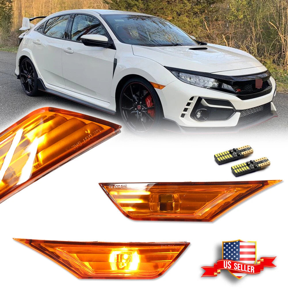 Amber Side Marker Lamp Turn Signal Lights for Honda Civic (2016–2021)