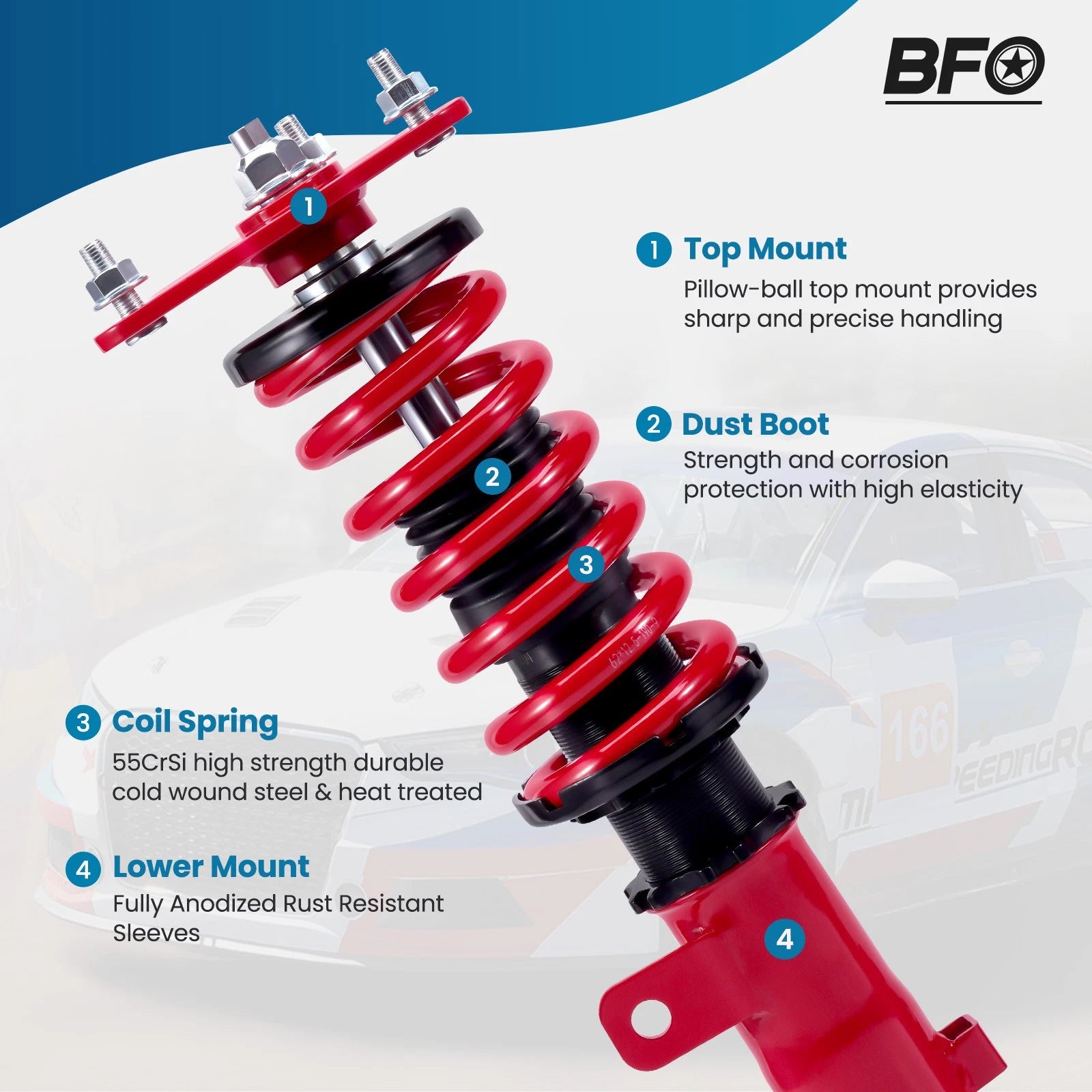 Racing Coilovers Lowering Kit for Kia Optima (2011-2015) Adjustable Height