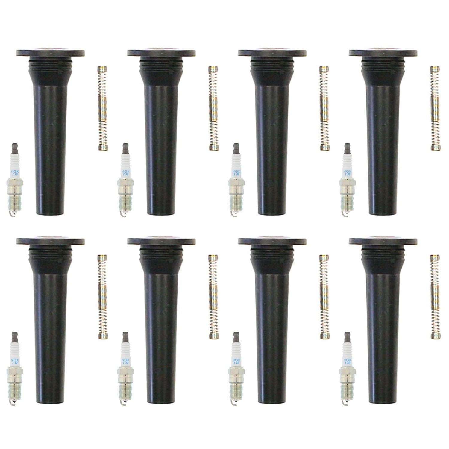 Set of 8 NGK Laser Iridium Spark Plugs & Denso Coil Boots for Deville Eldorado (1994–2004)