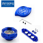 JDM Blue Engine Oil Filler Cap, Radiator Cap & Battery Tie Down for Honda