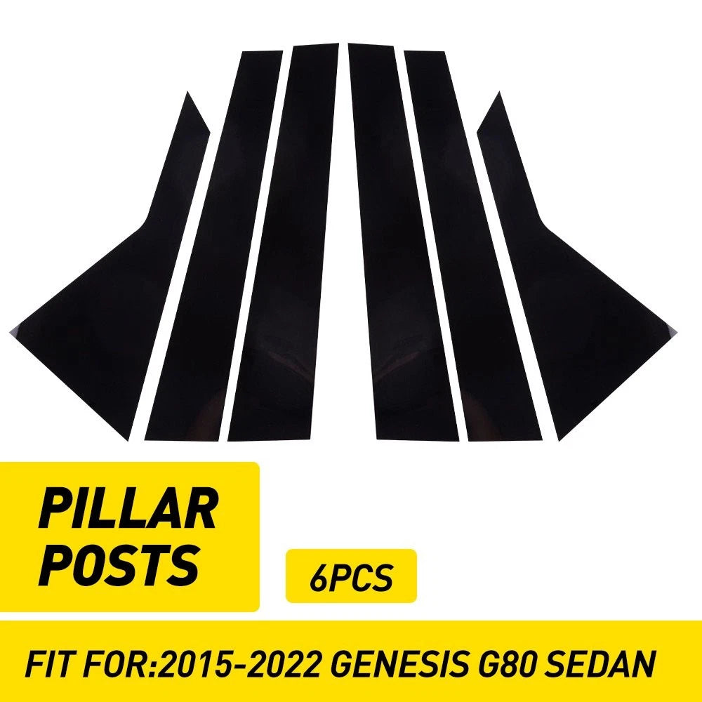 Set of 6 Pillar Post Covers for Hyundai Genesis G80 (2015–2022) Glossy EXV
