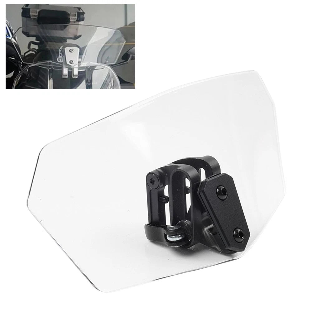 Universal Adjustable Clip-On Windshield Air Deflector for Cars (Clear/Black)