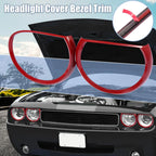 Set of 4 Red Headlight Cover Trim Rings for Dodge Challenger (2015–2021)
