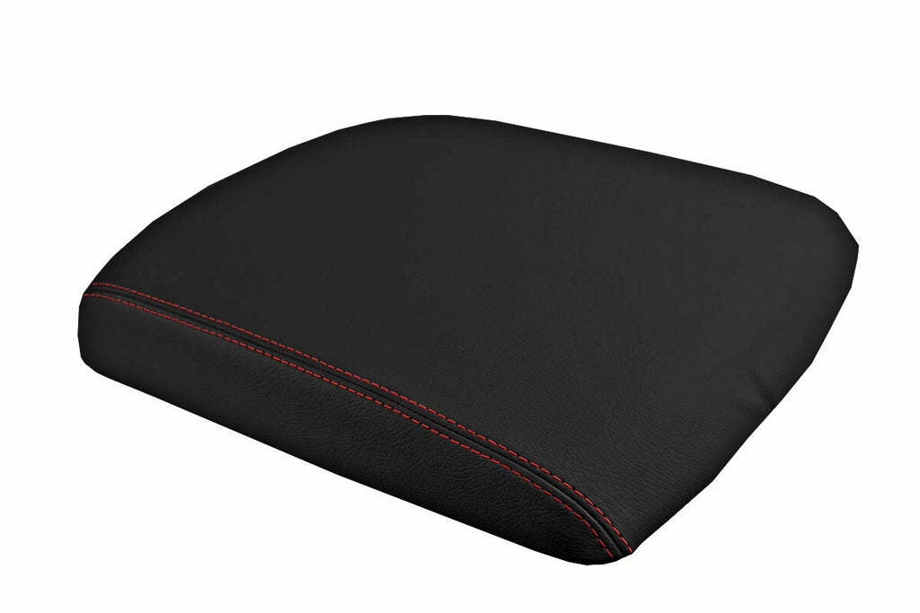 Leather Console Lid Armrest Cover for Dodge Ram (2009–2016) Red Stitch