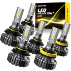 Set of 2 9005 H11 6500K LED Fanless Headlight Bulbs for High Low Beam