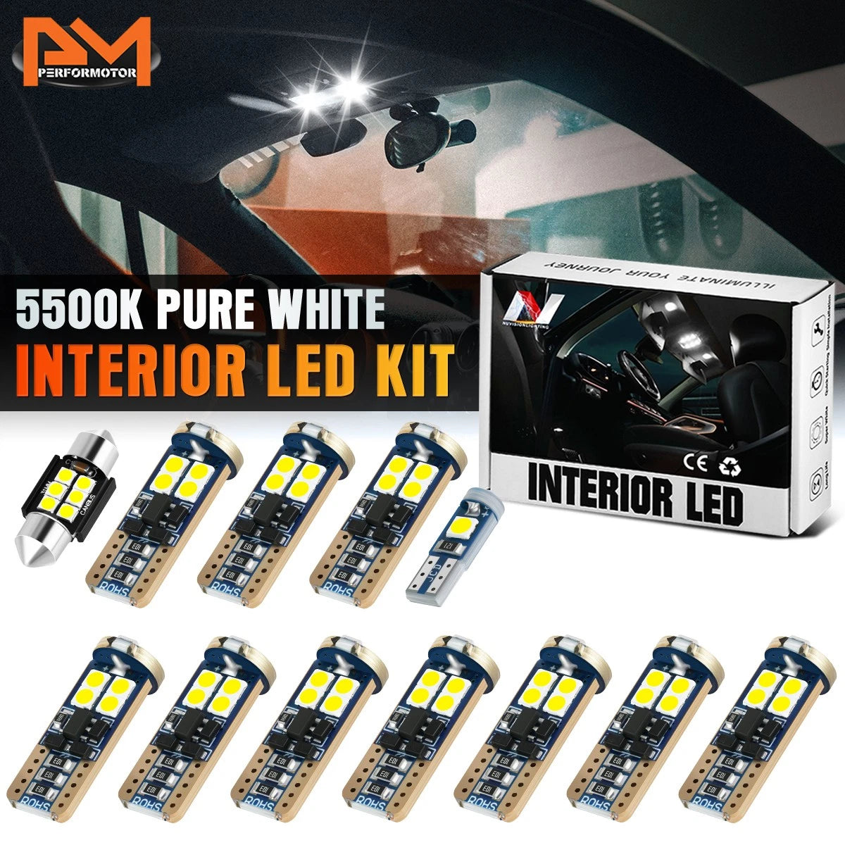 LED Dome Glove Box Light Bulb Kit 12Pcs for Toyota Camry (2007–2011)
