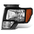 Left Side Headlight for Ford F150 (2010–2014) - Black Housing, Amber Corner