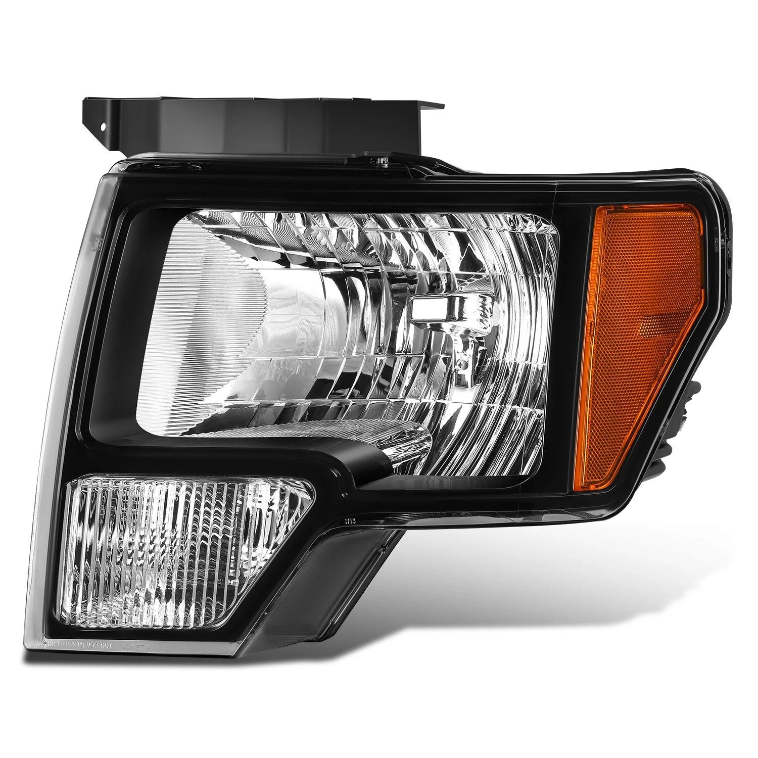 Left Side Headlight for Ford F150 (2010–2014) - Black Housing, Amber Corner