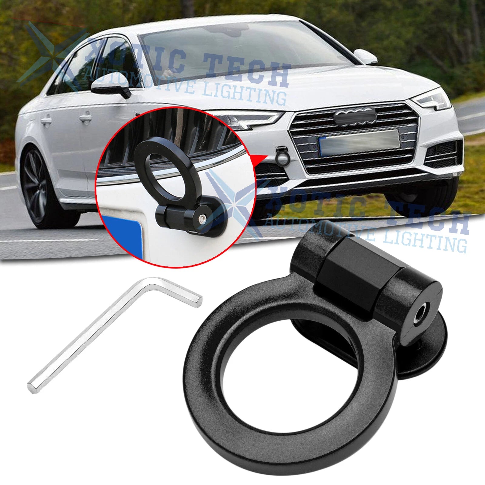 Sporty Racing Black ABS Tow Hook Decoration Ring for Audi A4 (2015–2015)