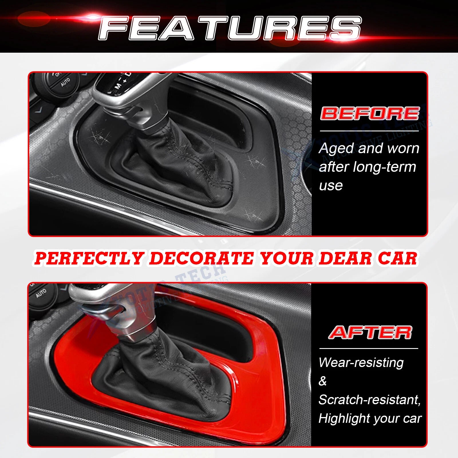 Gear Shift Media Panel and Knob Cover for Dodge Challenger 2015-2025
