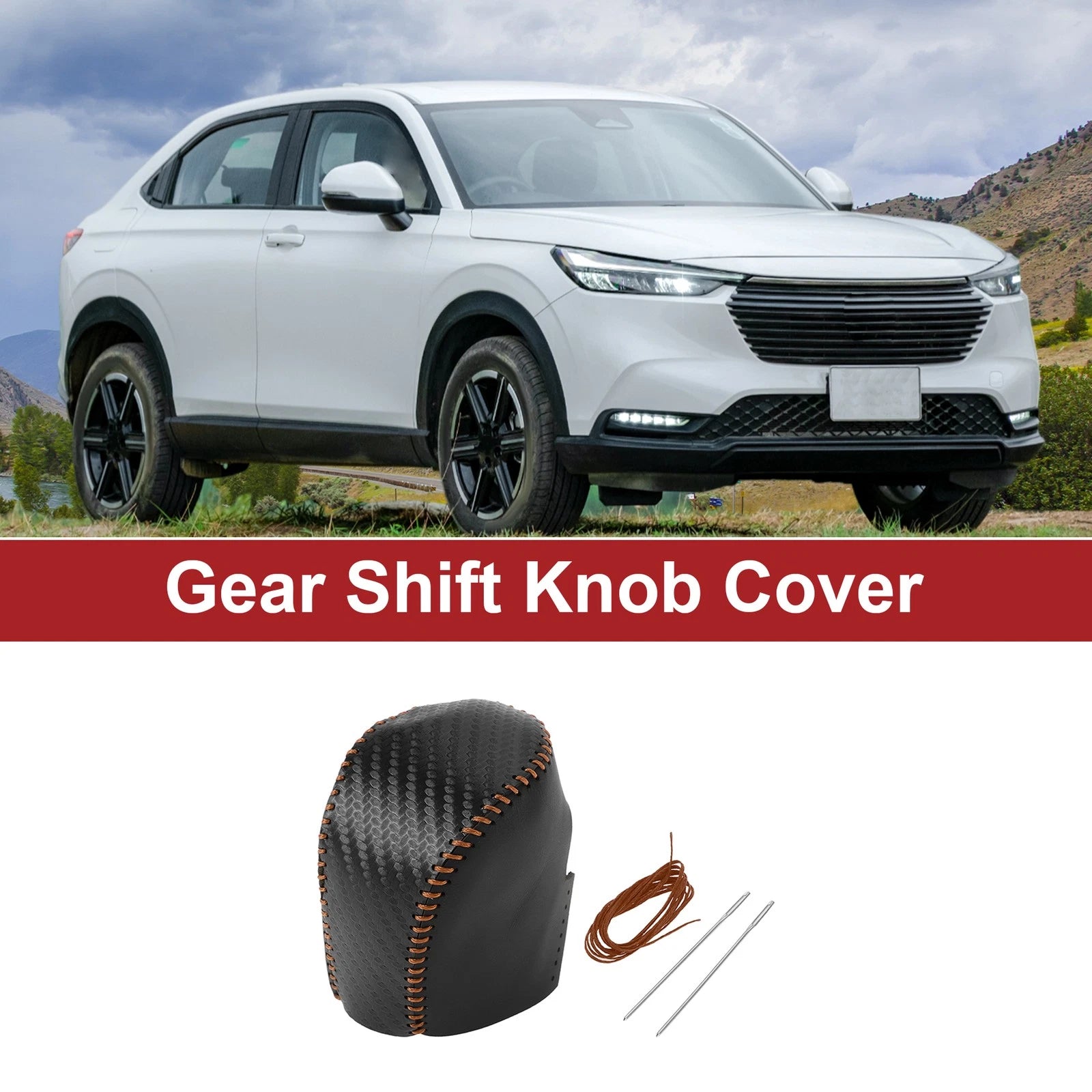 1 Pc Gear Shift Knob Cover for Honda HR-V (2023–2024) Black Carbon Fiber