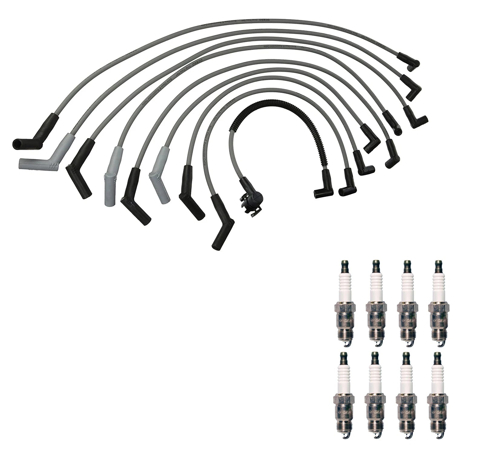 Denso 8mm Wire Set & 8 Iridium TT Spark Plugs for Ford 7.5 V8 (1997–1997)