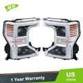 LED Headlights for Ford F250 F350 (2020–2022) LH+RH Clear Lens Chrome