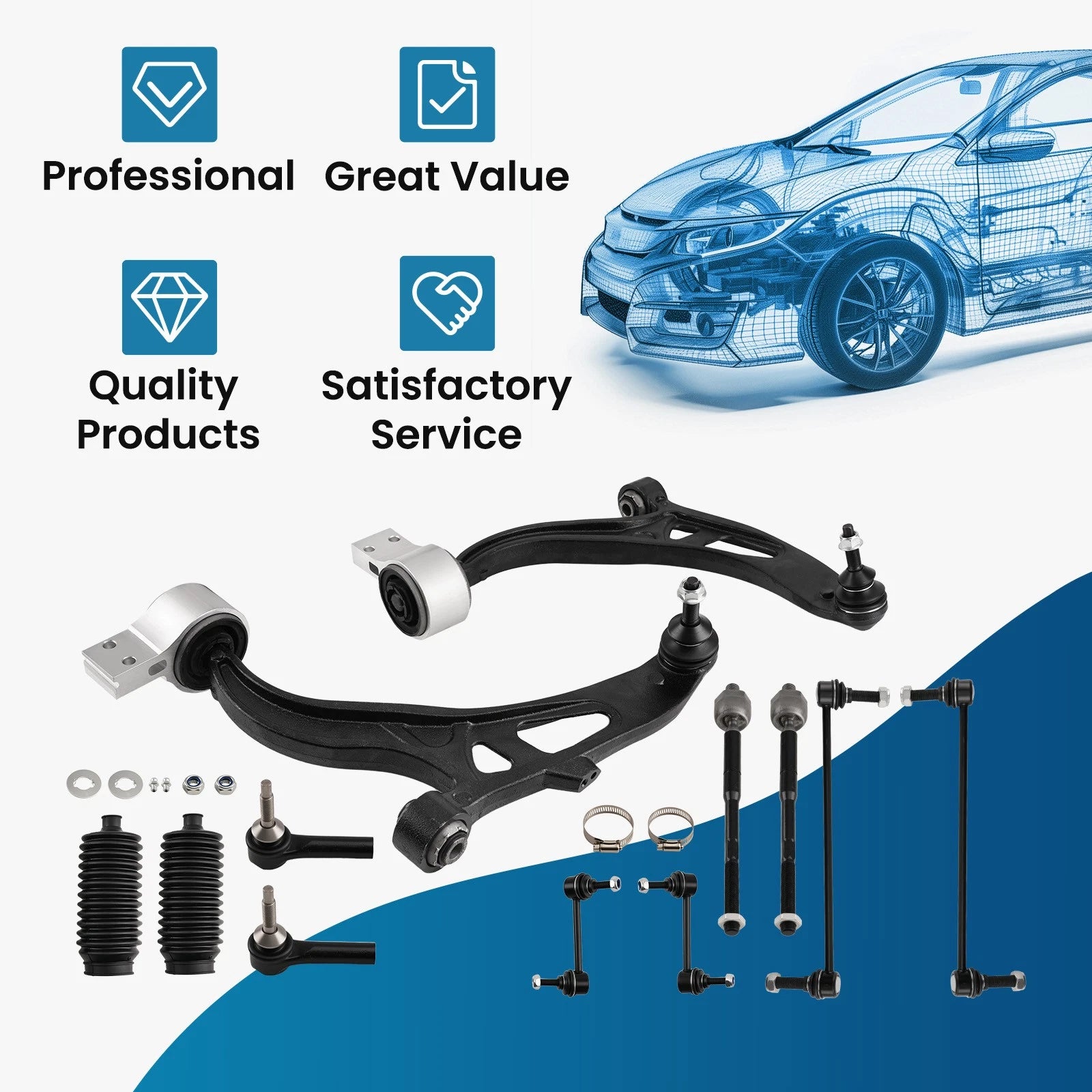 Set of 12 Front Control Arms with Ball Joints for Ford Explorer (2011–2017)