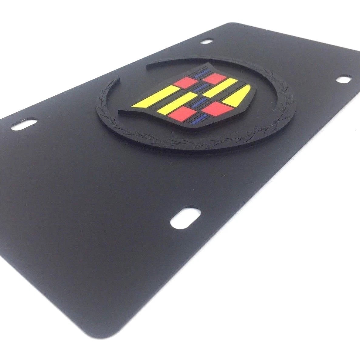 Cadillac Vanity License Plate Black With Hood Emblem Crest for CTS (2014–2019)