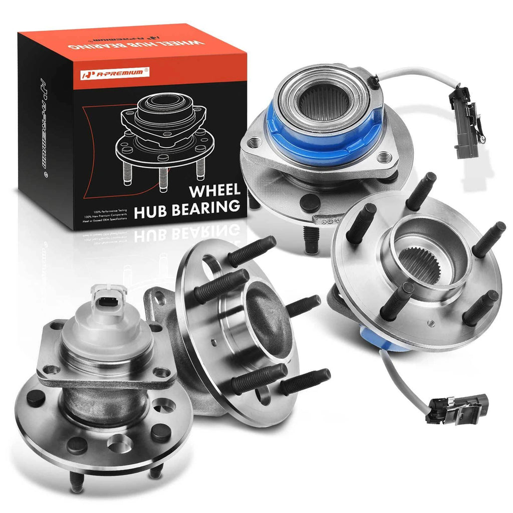 4x Front & Rear Wheel Hub Bearing Assembly with ABS Sensor for Chevy (2007–2017)
