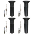 Set of 4 Bosch Double Platinum Spark Plugs & Denso Ignition Coil Boot Kit for Colorado