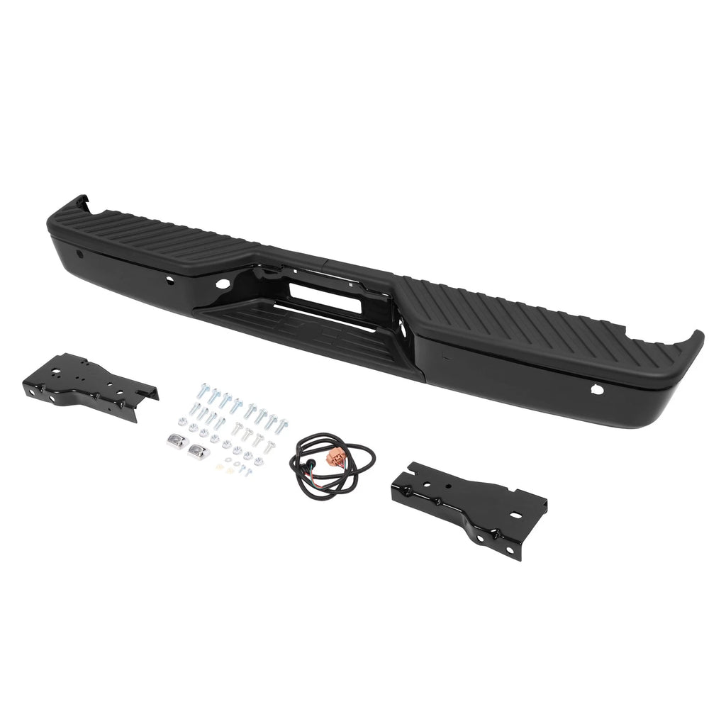 Step Bumper for Nissan Titan (2004–2015) with Park Sensor Holes, Steel Black