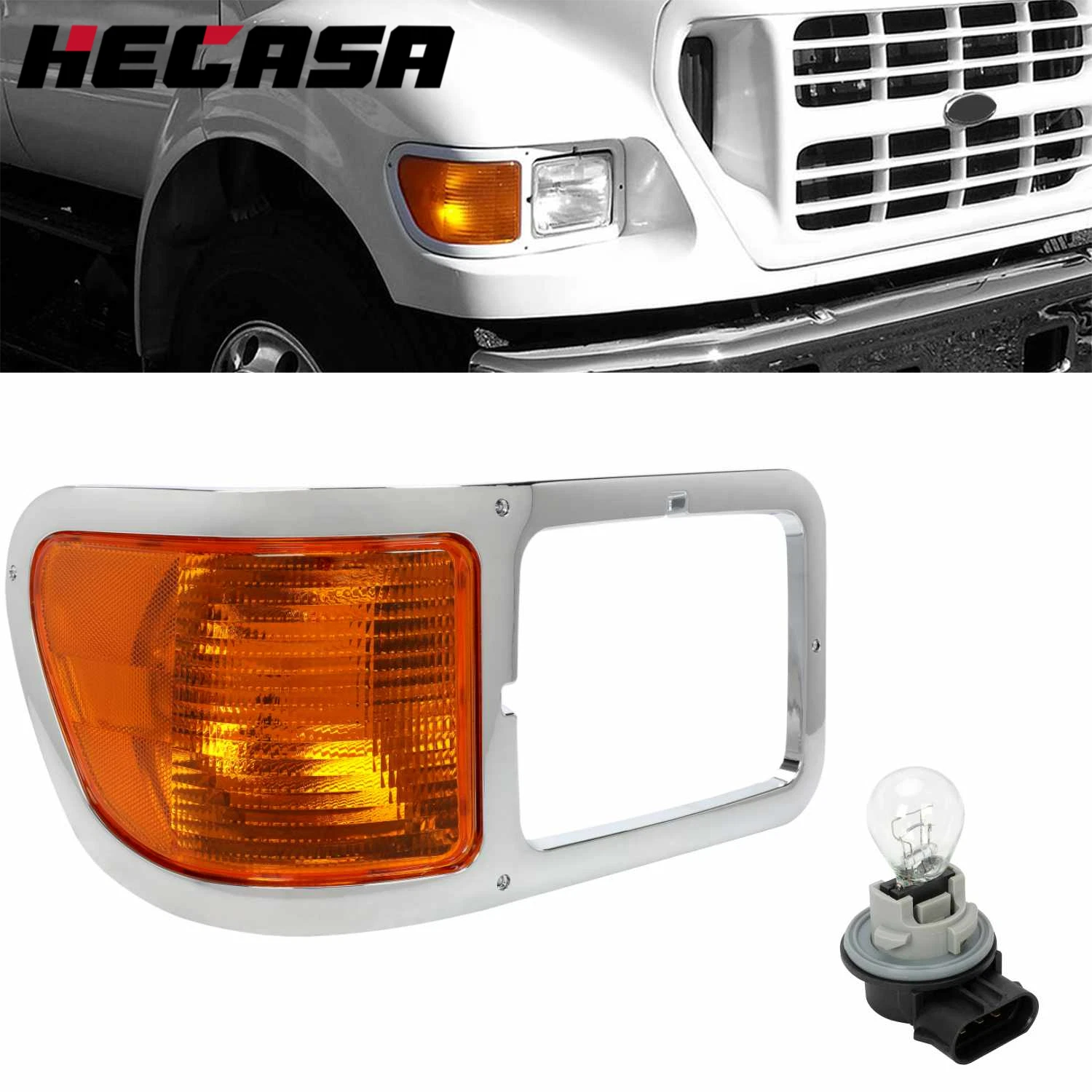 Passenger Side Headlight Bezel for Ford F650 F750 (2000–2015) W/Bulb
