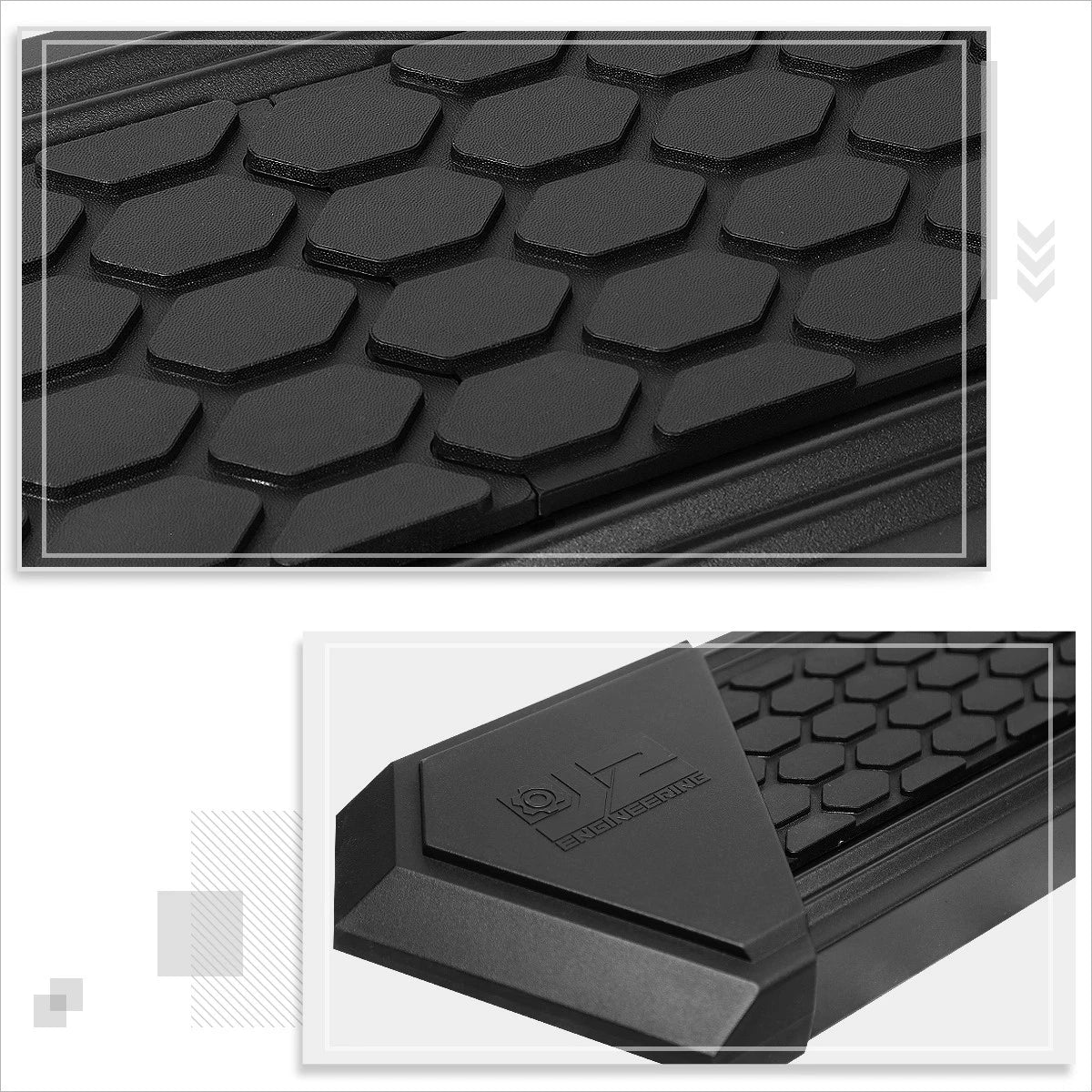 J2 Running Boards for Dodge Ram Crew Cab (2009–2020) - 8" Black Honeycomb Pads