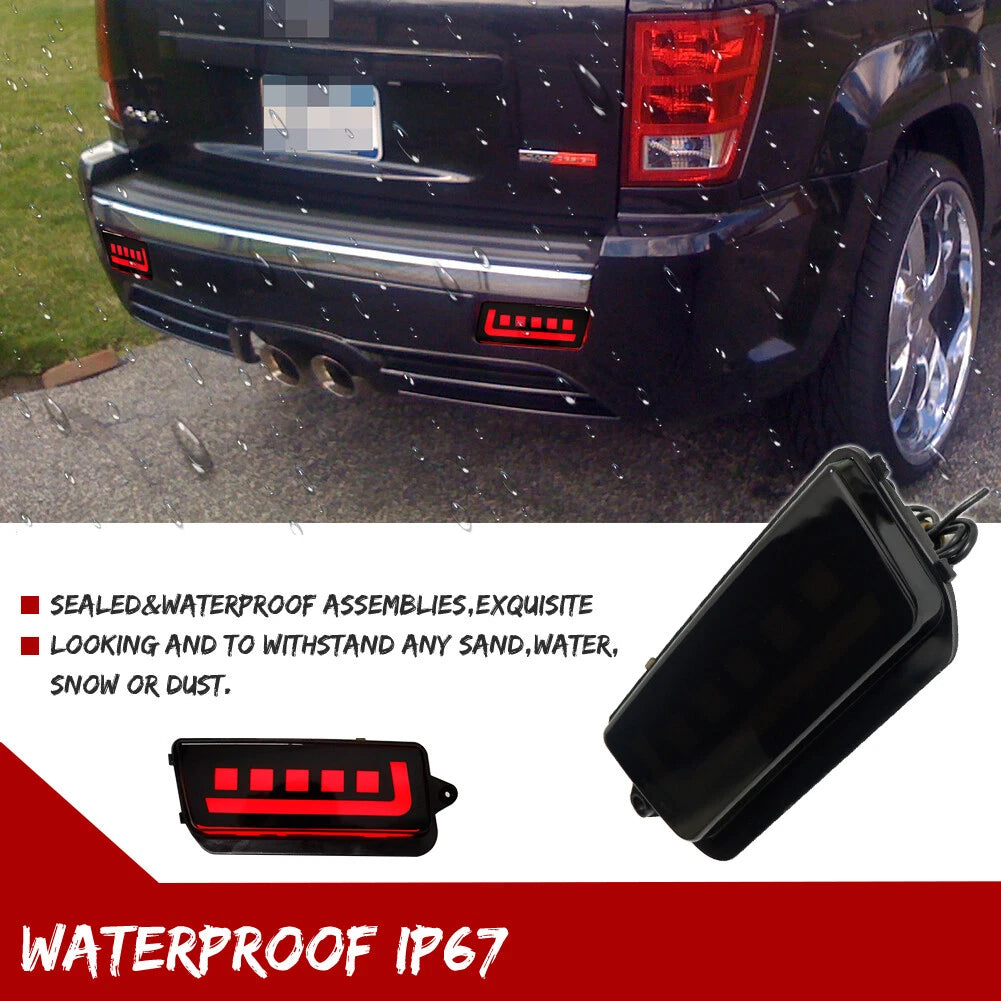 Set of Smoked Lens LED Bumper Brake Tail Lights for Jeep Grand Cherokee (2005–2010)