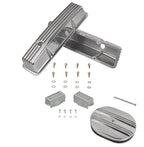 Set of 2 Tall Finned Valve Covers & 12" Oval Air Cleaner for SBC Chevy (1958–1986)