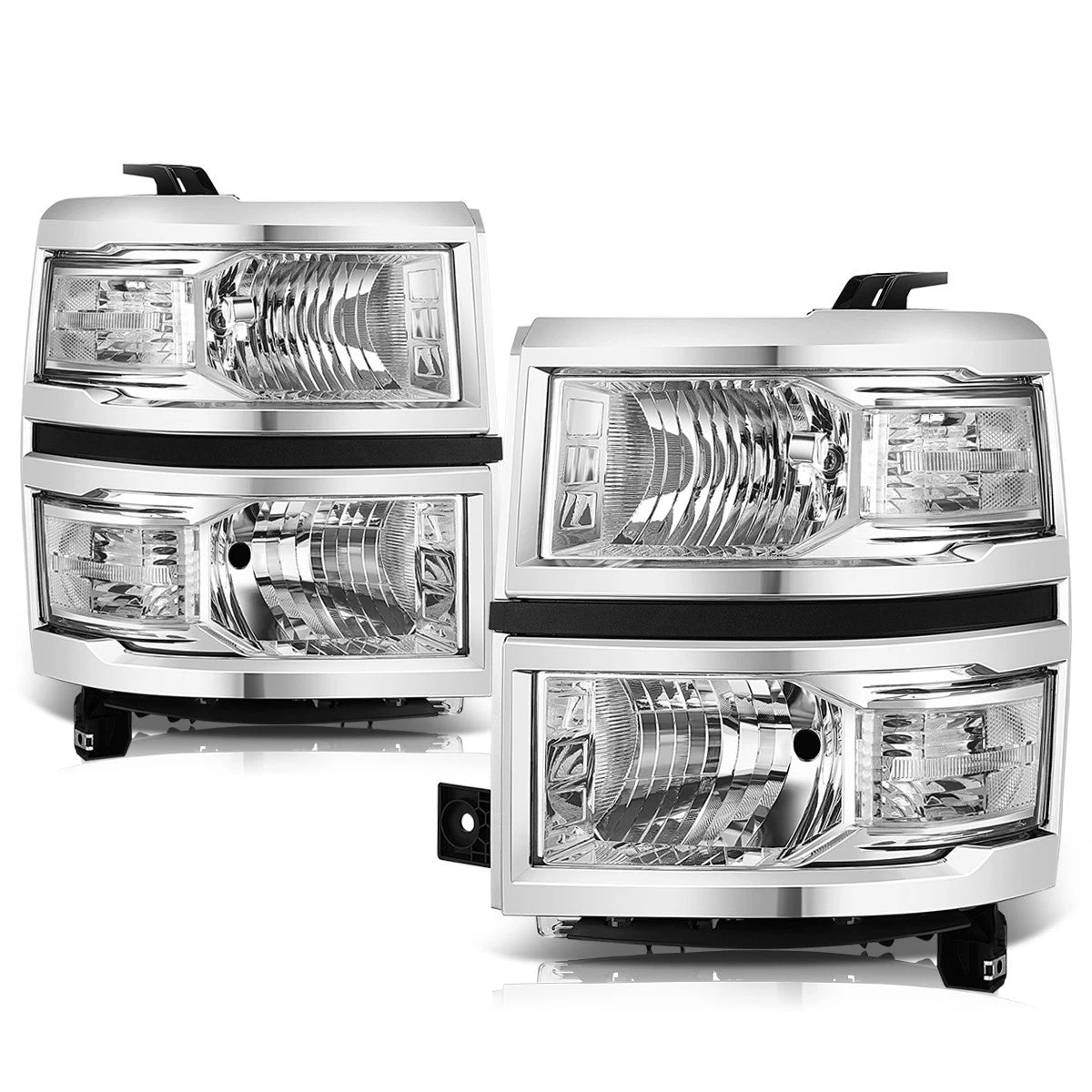 Clear Corner Headlights Lamp Chrome for Chevy Silverado 1500 (2014–2015)