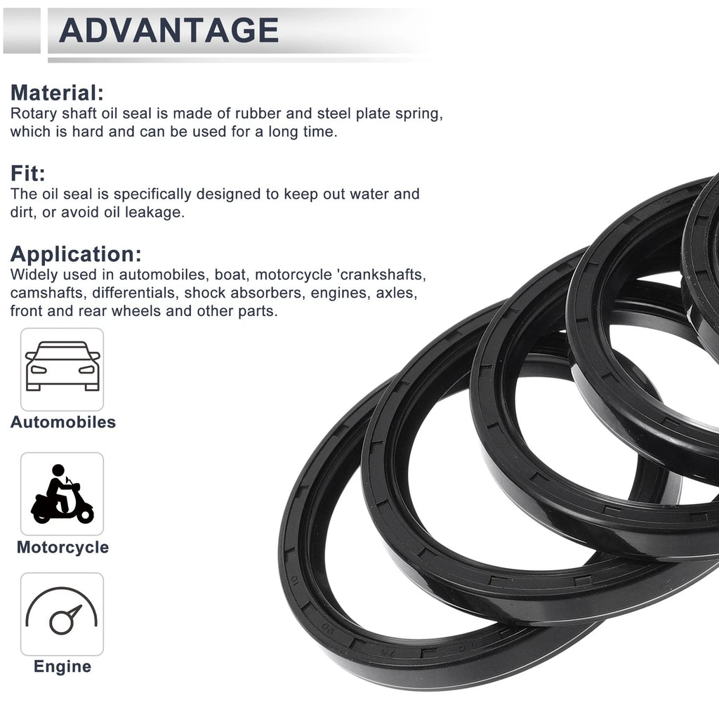 Set of 5 Oil Seal Rotary Shaft Seal Nitrile Rubber 75x90x10mm