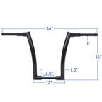 16" Black Ape Hanger Handlebar for Harley FLD (2012–2016), FXDB (2013–2017), FXDLS (2016–2017), FLS (2000–2017)