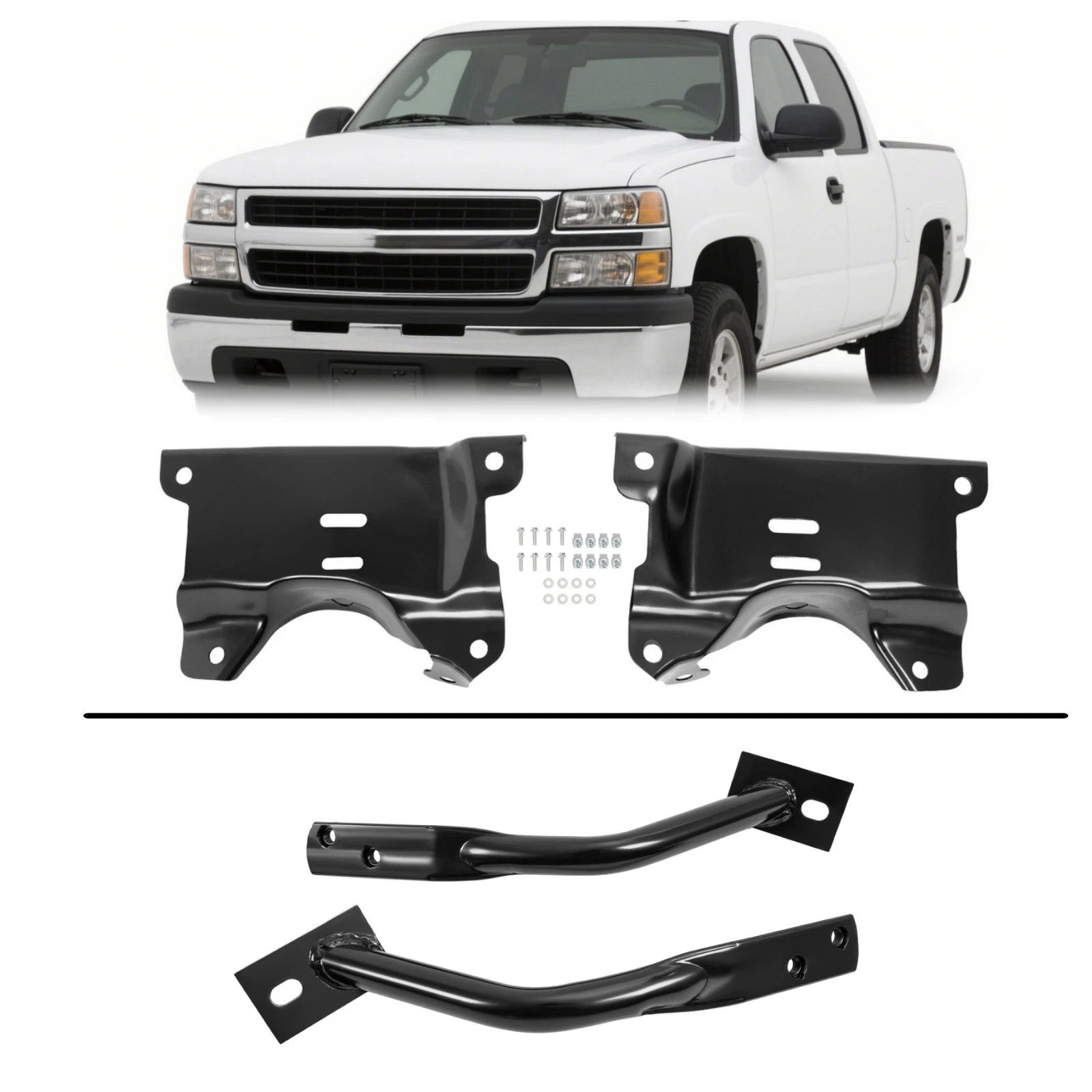 Set of 2 Front Bumper Brackets for Chevy Silverado GMC Sierra 2500HD/3500HD (2007–2010)