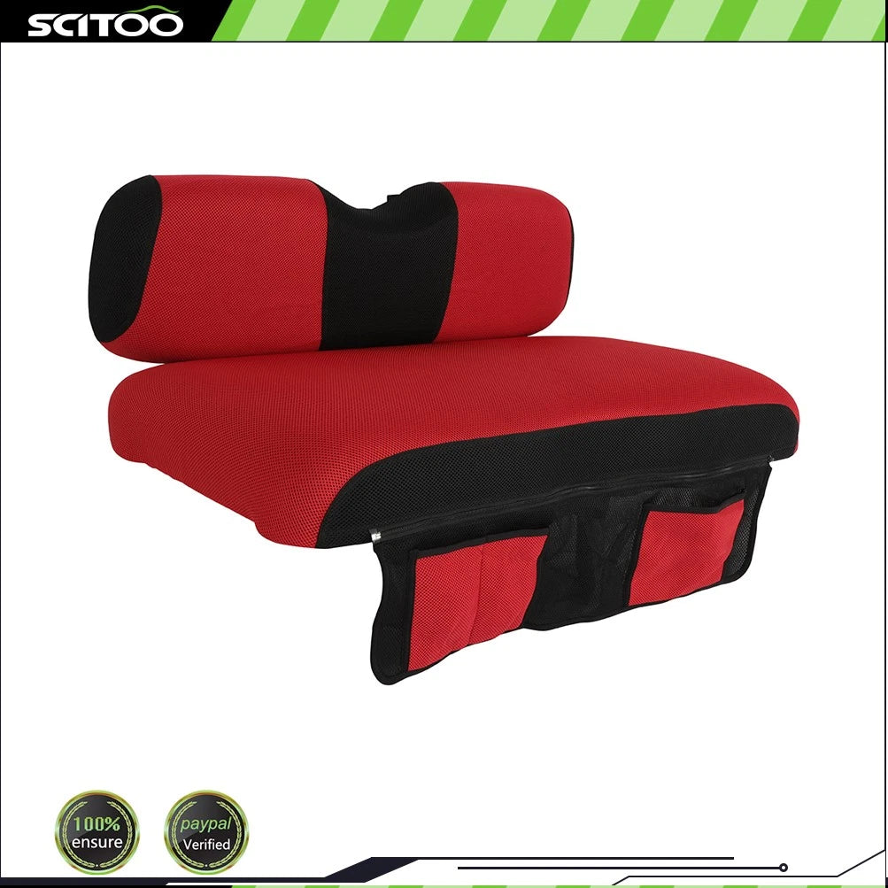 Front Seat Cover for EZGO RXV (2008–2023) Black & Red with Storage Bag