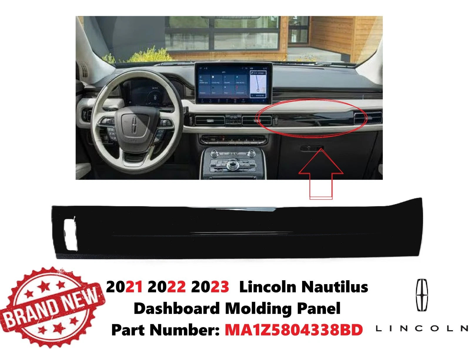 Front Dashboard Passenger Side Panel for Lincoln Nautilus (2021–2023) MA1Z5804338BD