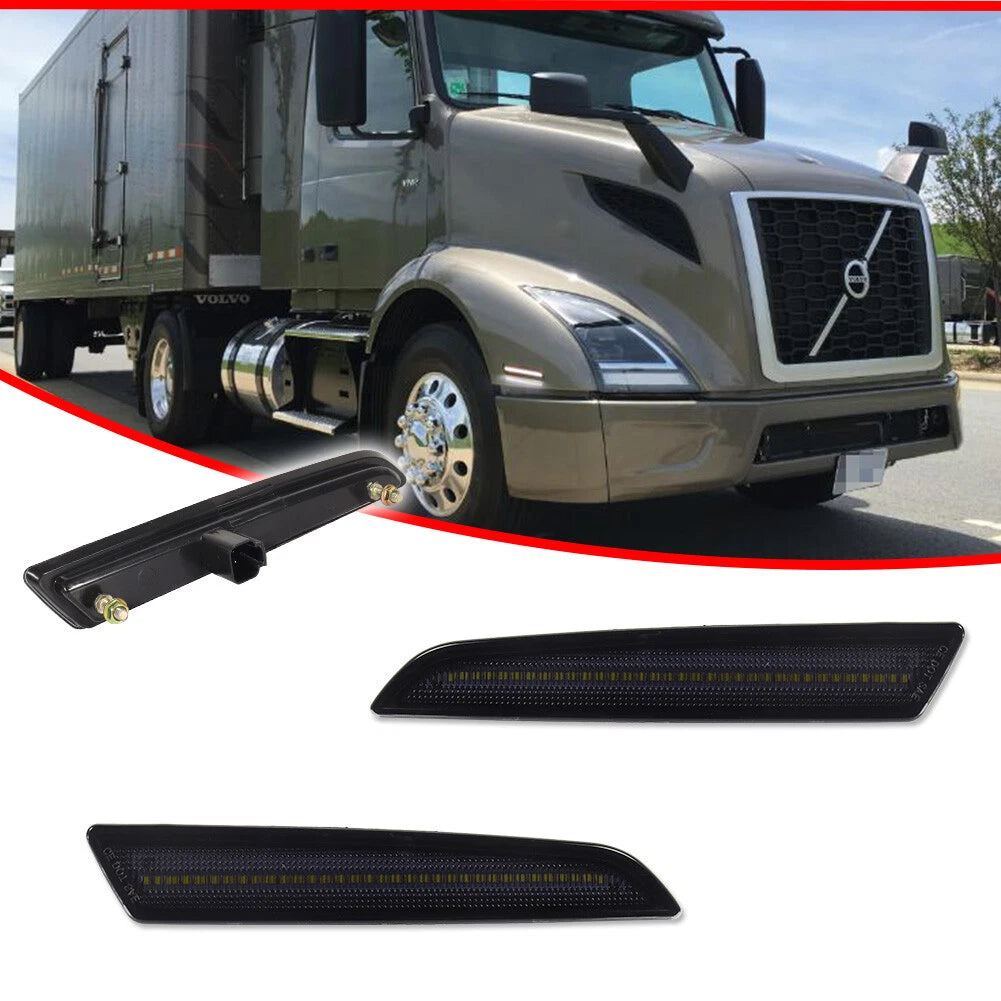 White LED Front Side Marker Lights for Volvo VNL VNR (2018–2024)