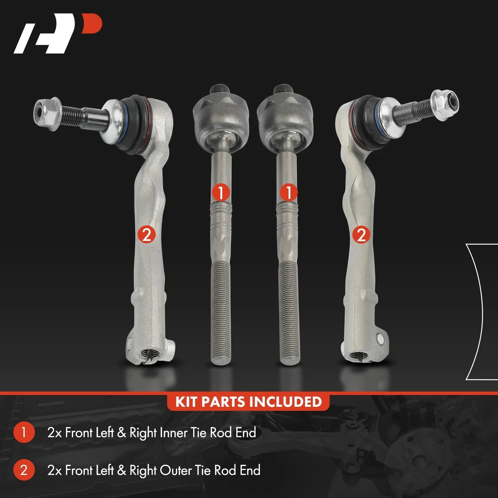 Set of 4 Tie Rod Ends for BMW 530e, 540i (2017–2023)