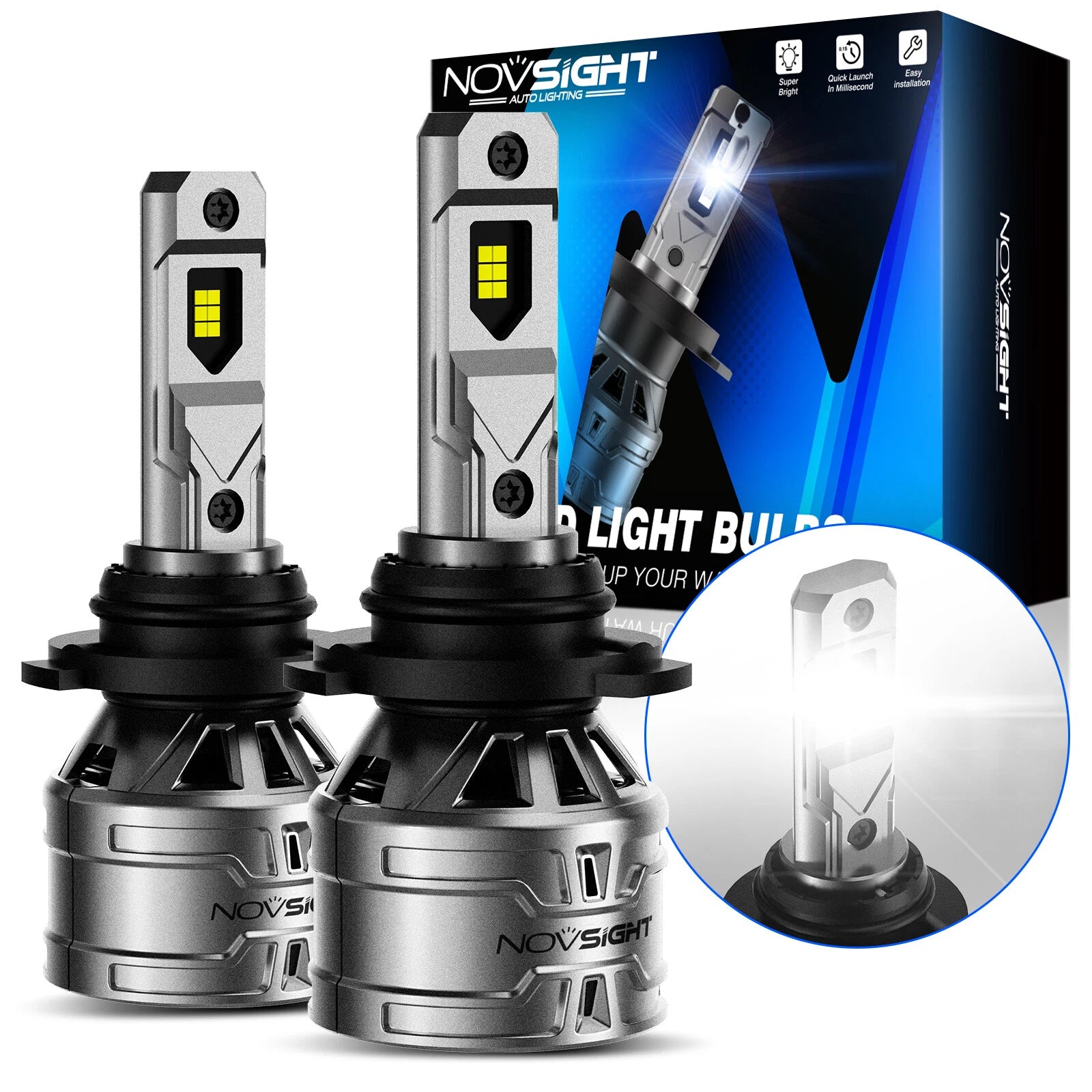 2X 9005 LED Headlight Bulbs for NOVSIGHT (26000LM)
