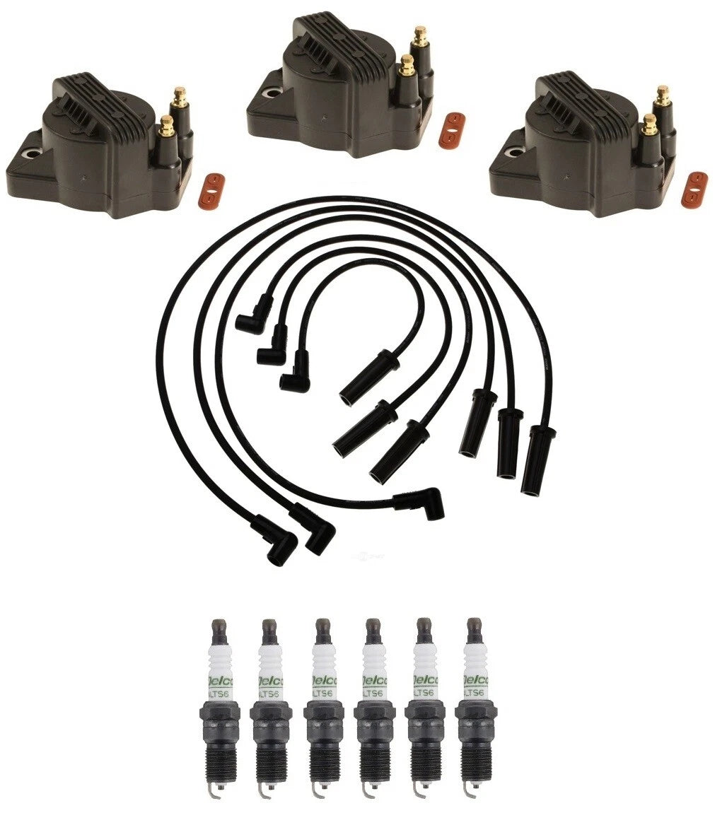 Set of 3 Ignition Coils & 6 Spark Plugs for Oldsmobile Pontiac V6