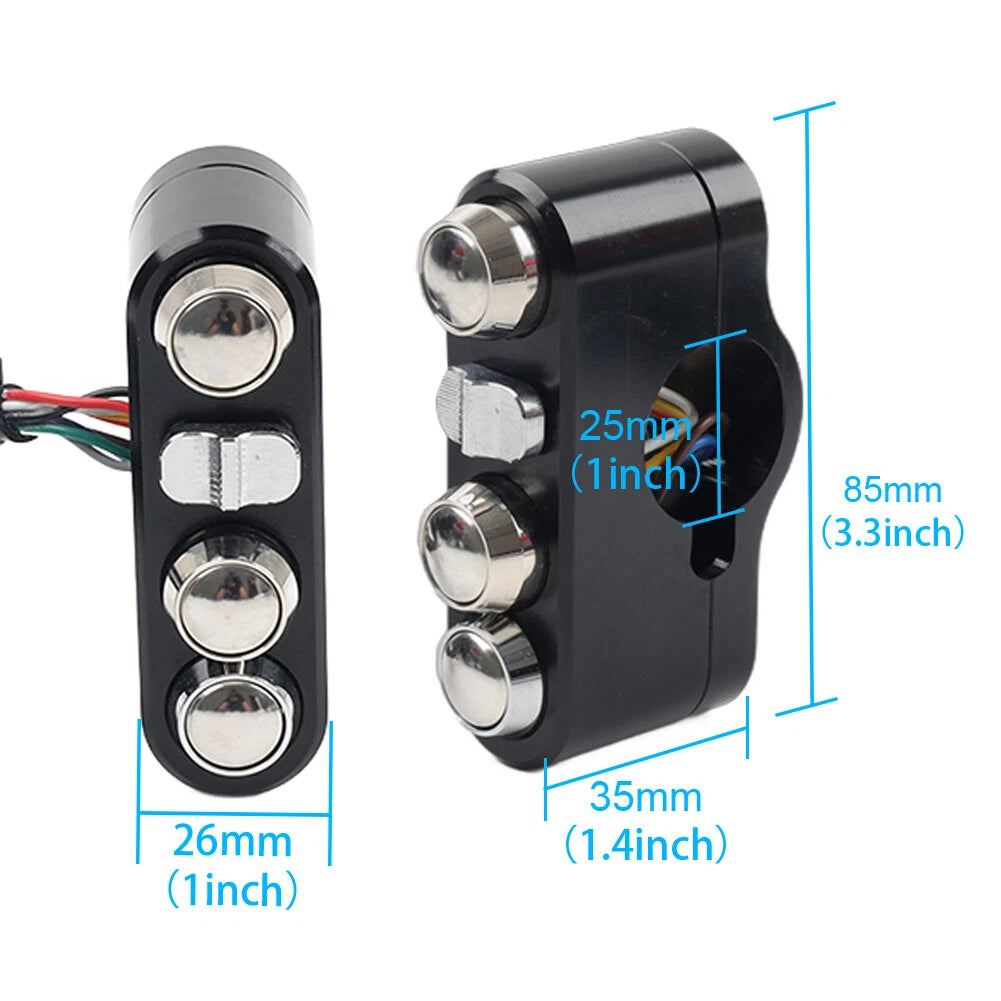 1" Handlebar Control Switches with Wiring Harness for Harley Dyna Sportster